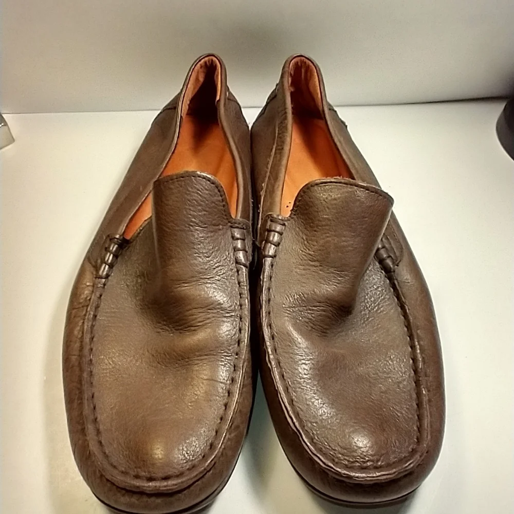Tommy Bahama Nassau Venetian Brown Leather Loafers Shoes Men's sz 11.5D.